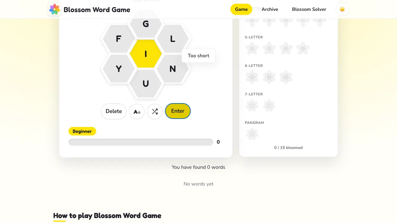 Blossom Word Game screenshot 1