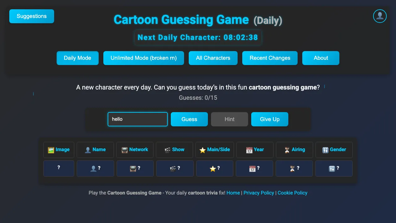 Cartoonguessr screenshot 2