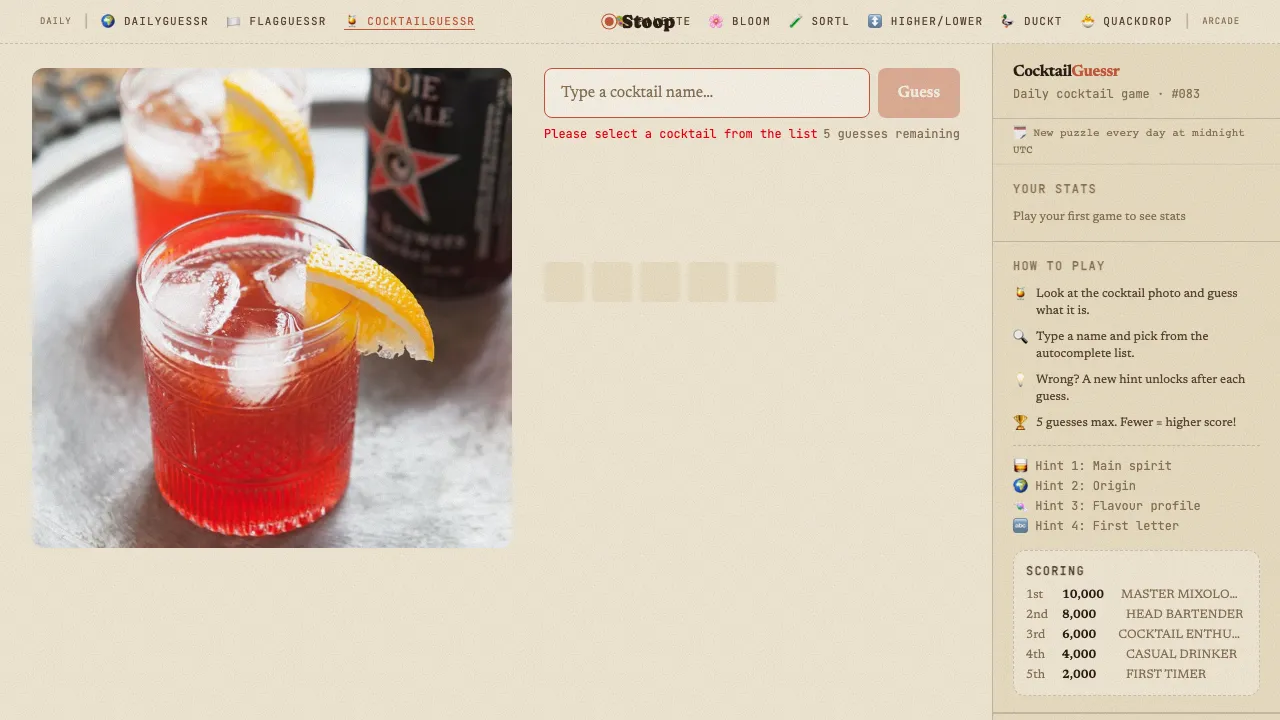 CocktailGuessr screenshot 2
