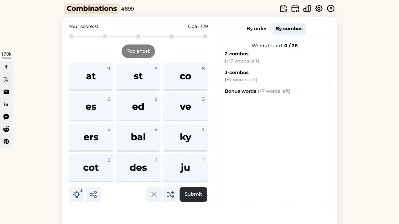 Combinations screenshot 1