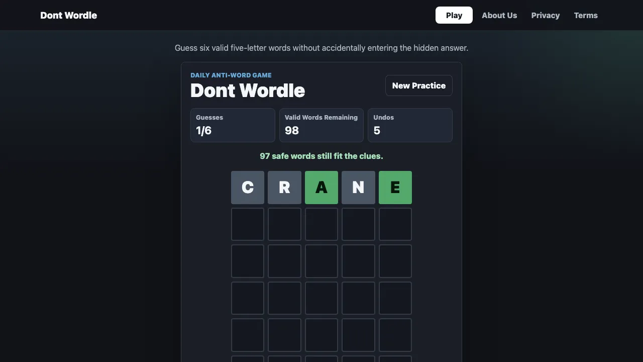 Don't Wordle screenshot 2