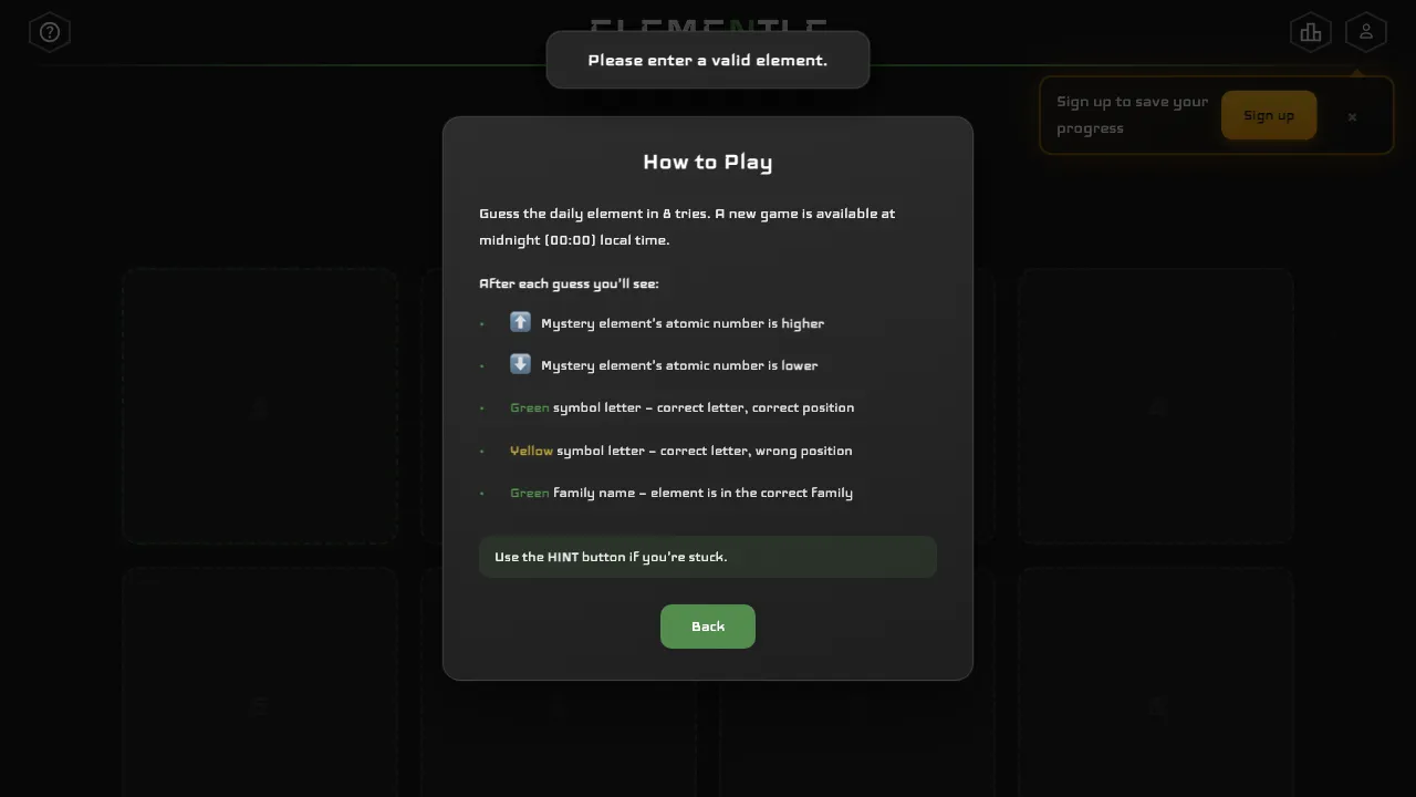 Elementle screenshot 2