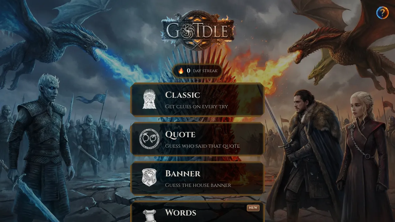 GoTdle screenshot 2