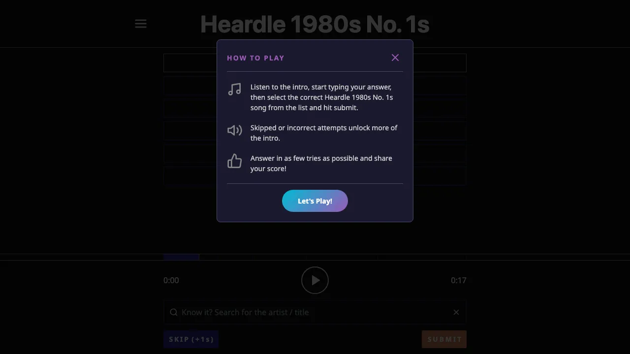Heardle 1980's cover