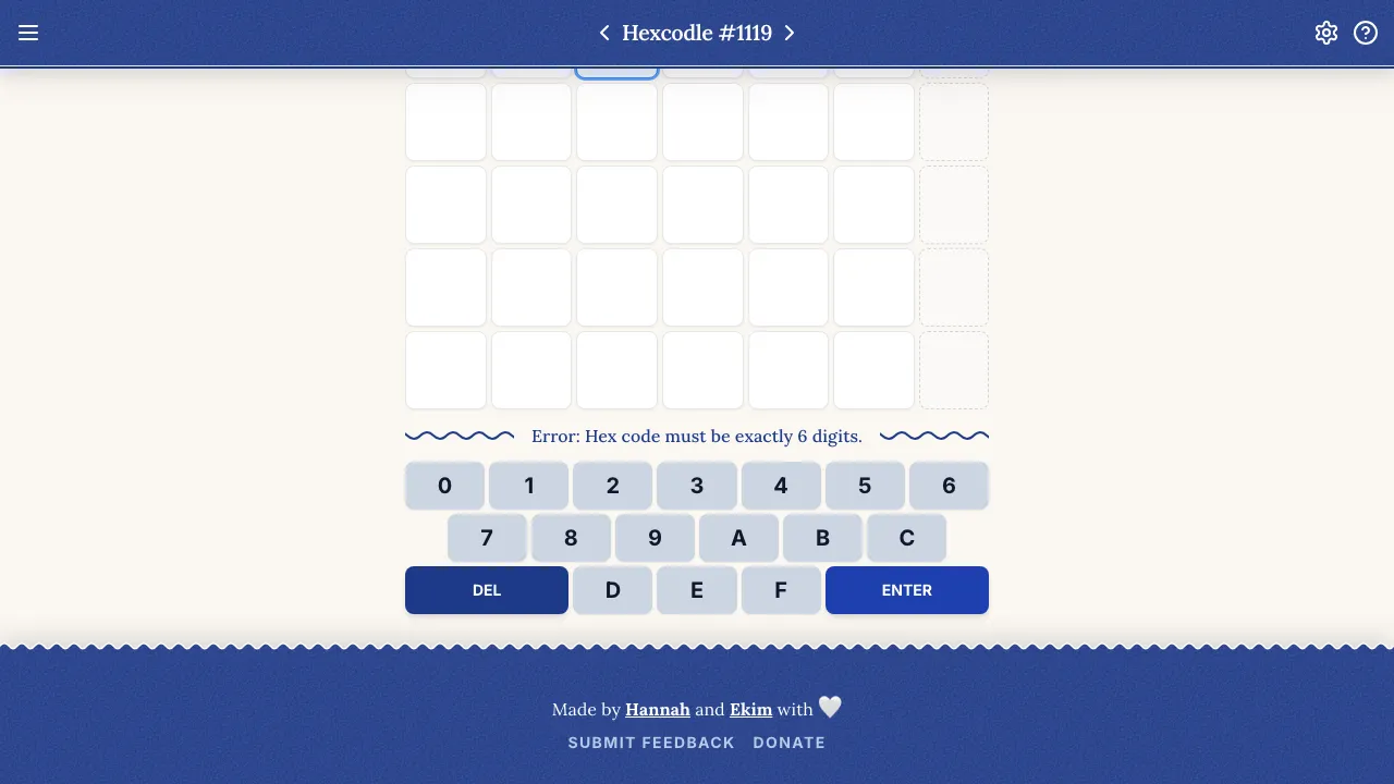 Hexcodle screenshot 2