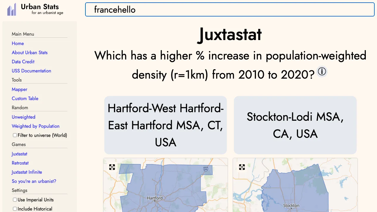 Juxtastat screenshot 2