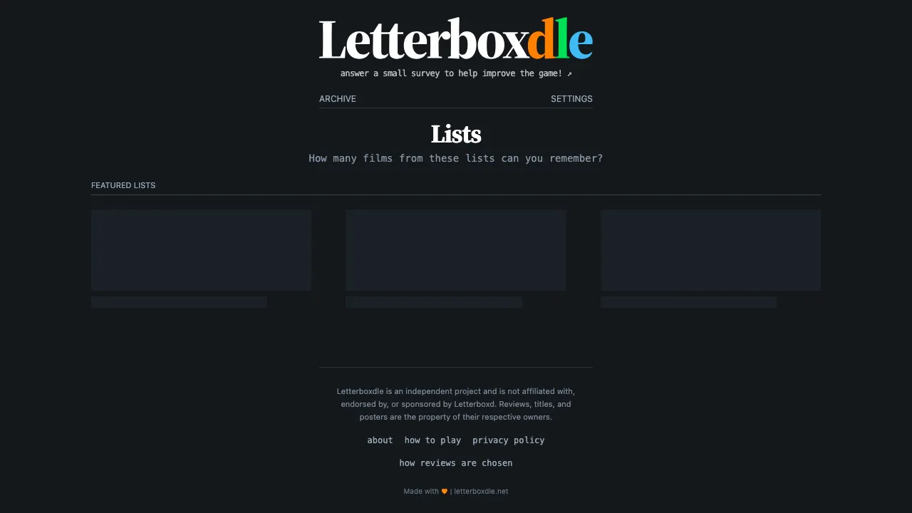 Letterboxdle screenshot 1