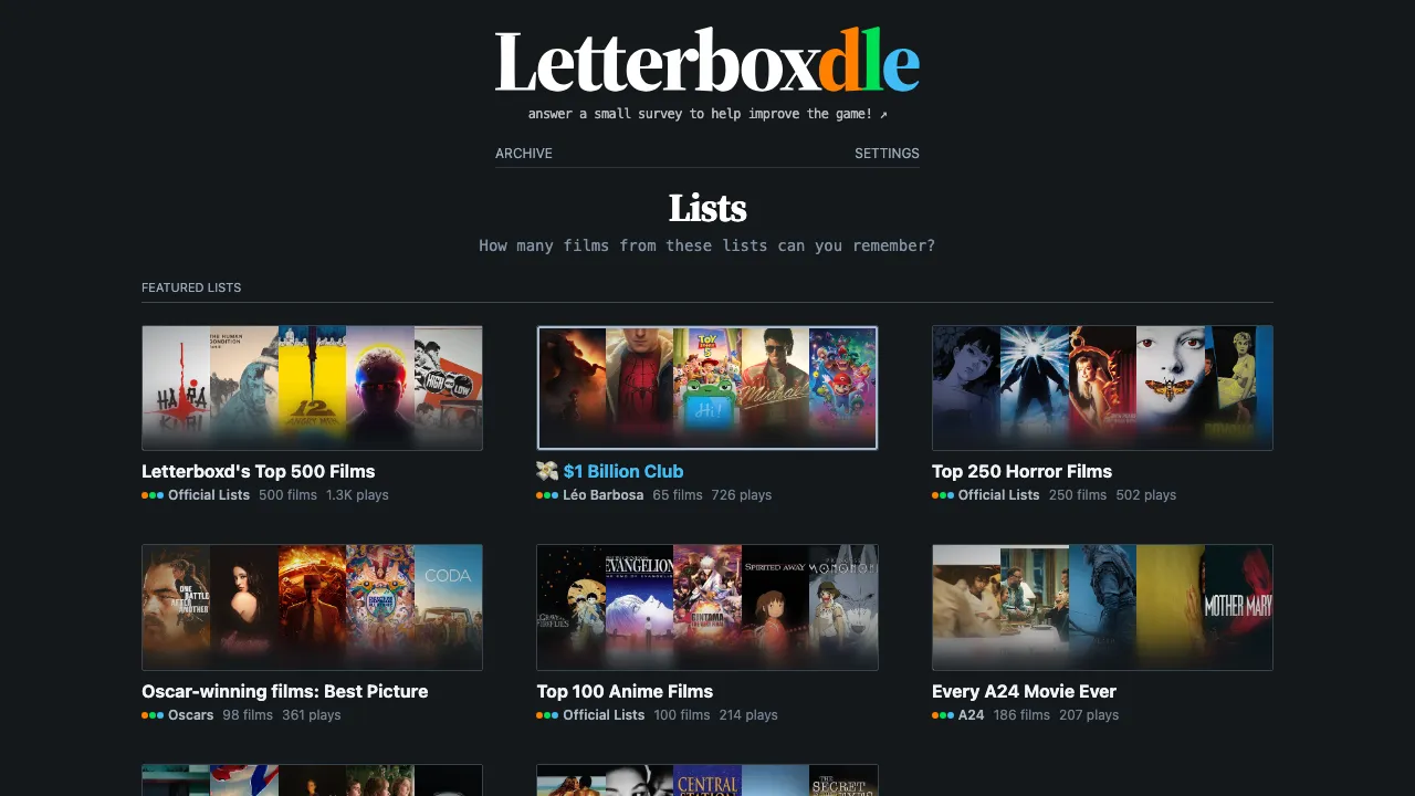 Letterboxdle screenshot 2