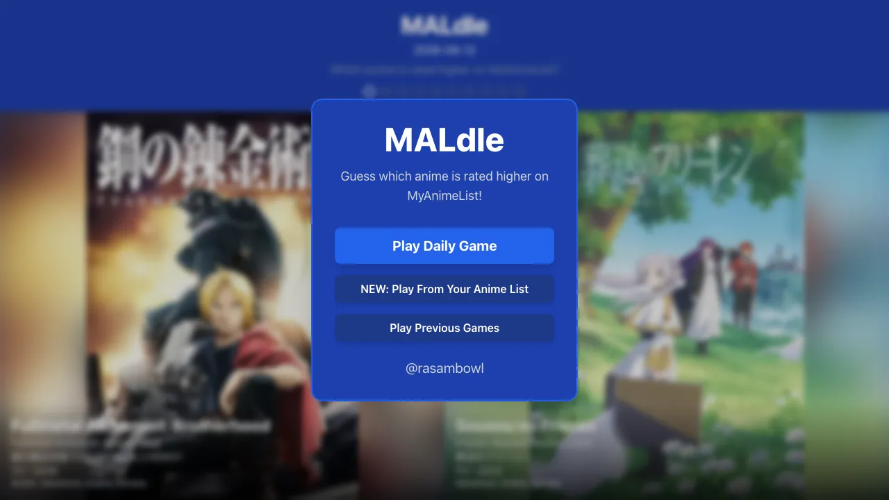 MALdle screenshot 1