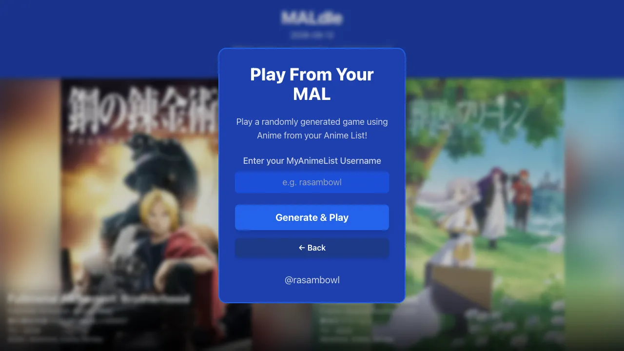 MALdle screenshot 2