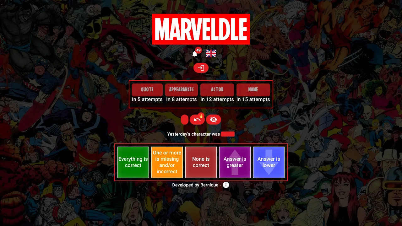 Marveldle screenshot 1