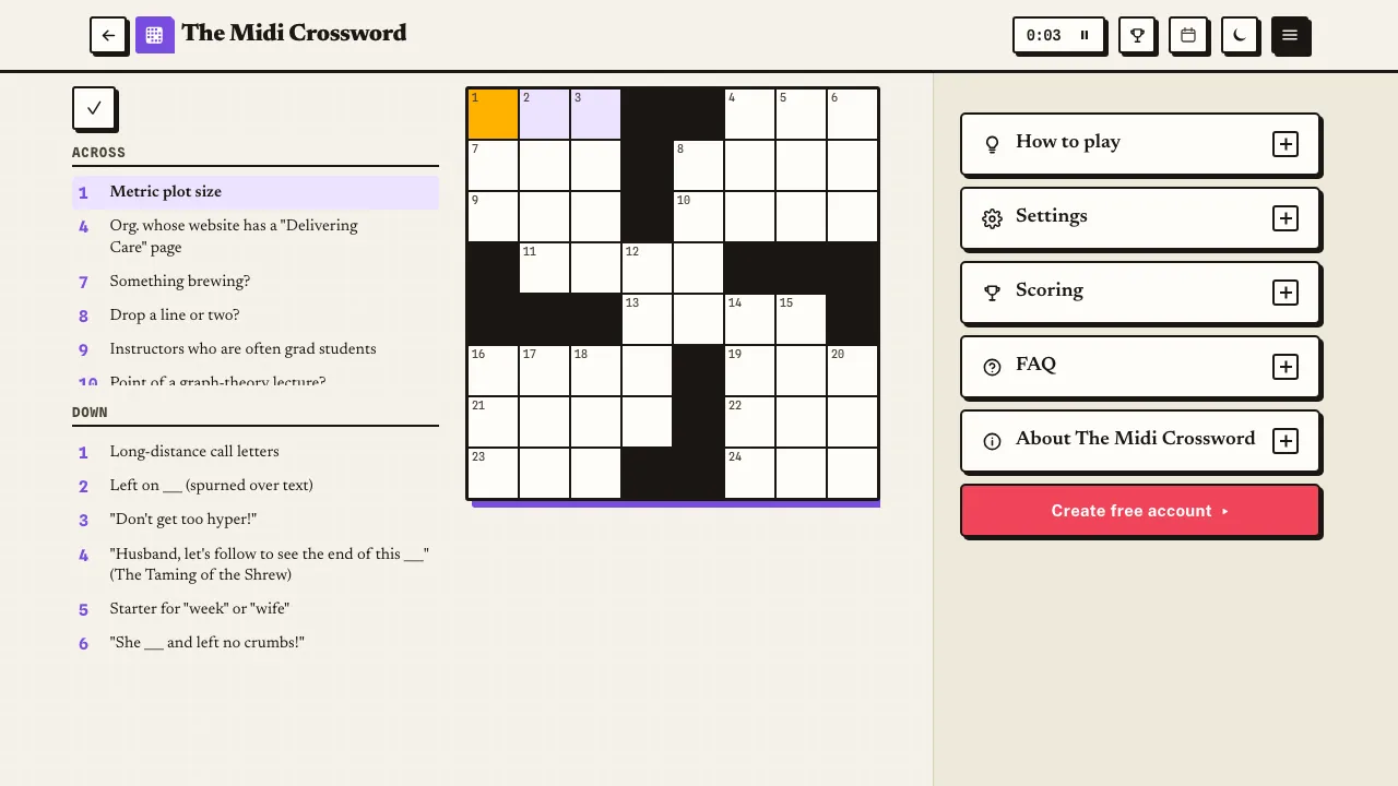 Midi Crossword cover