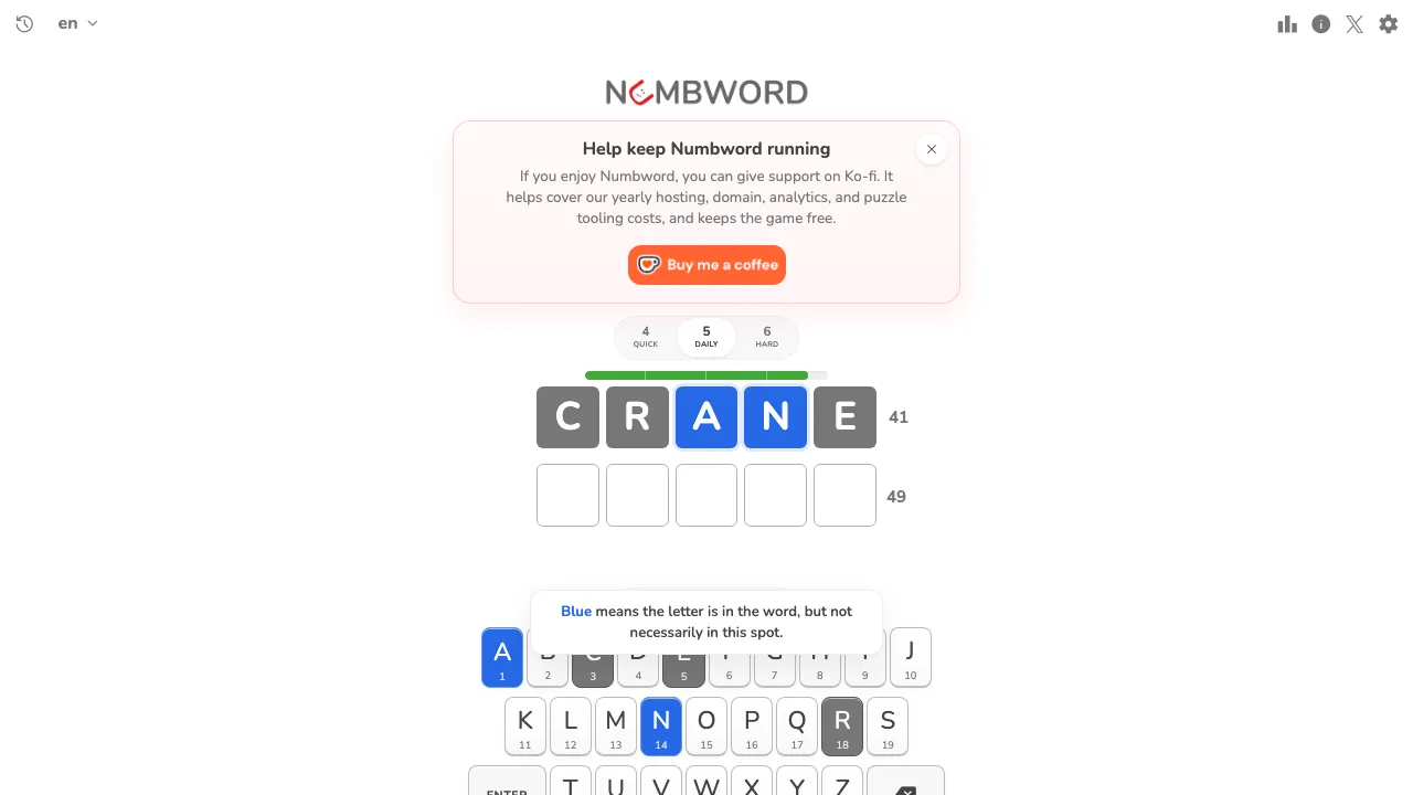 Numbword screenshot 1
