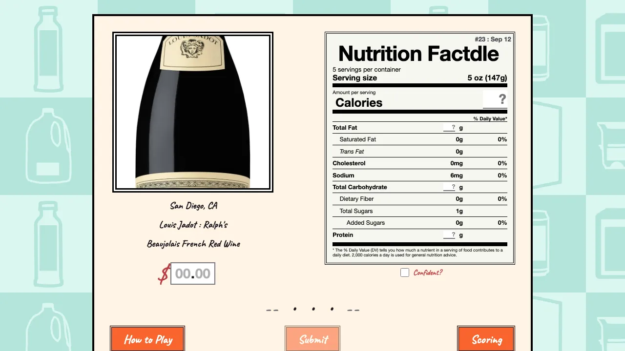 Nutrition Factdle screenshot 2