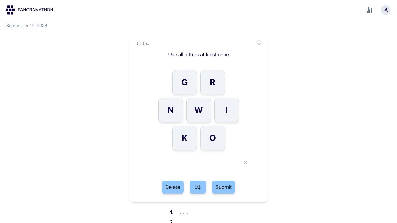 Pangramathon screenshot 2