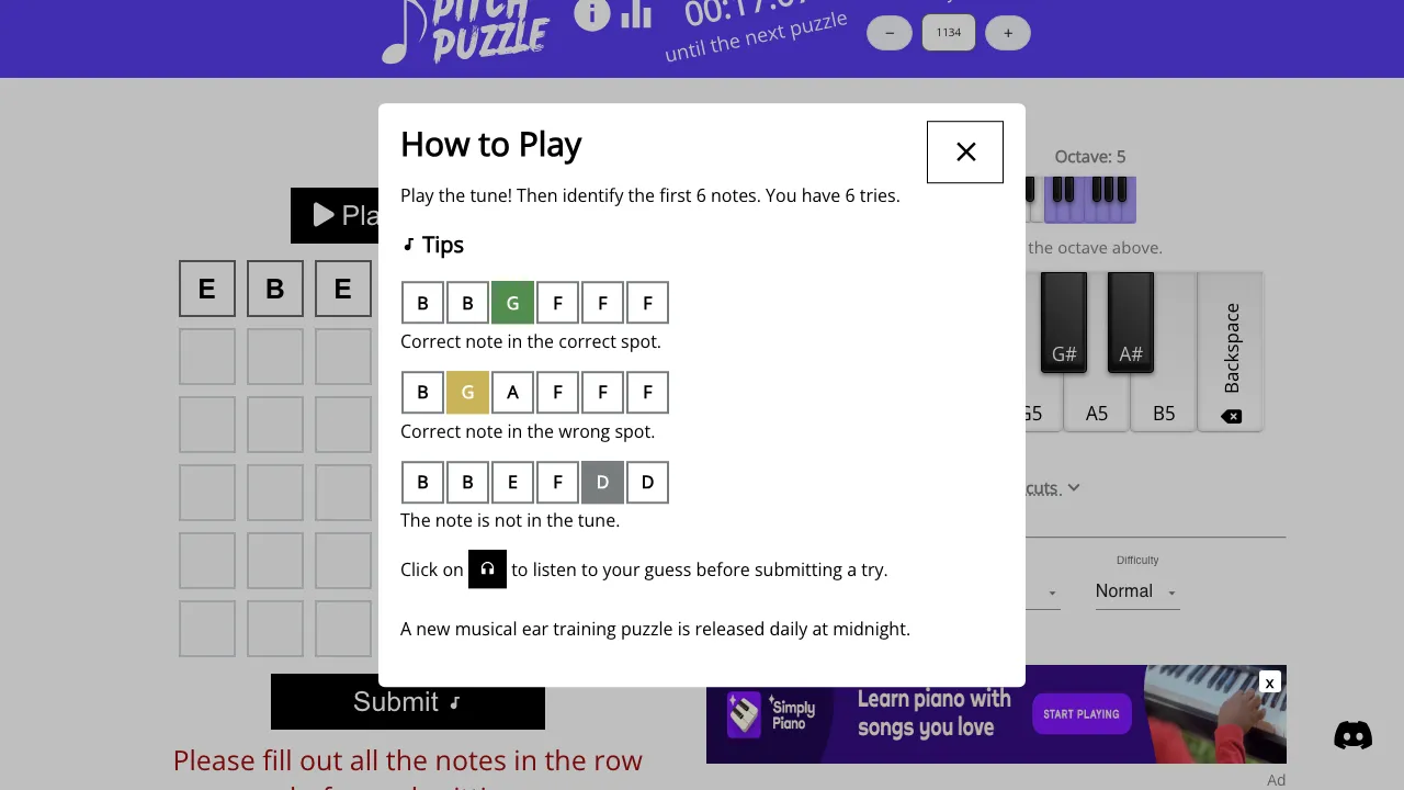 Perfect Pitch Puzzle screenshot 1