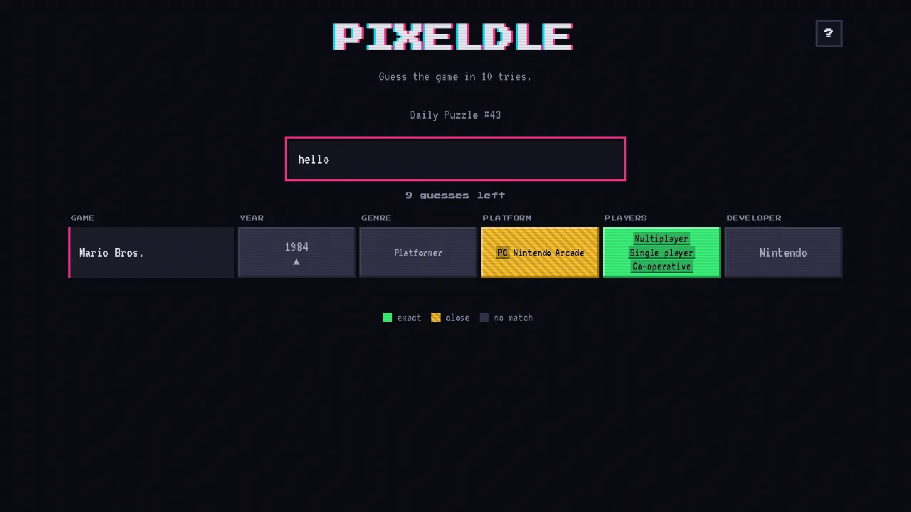 Pixeldle screenshot 2