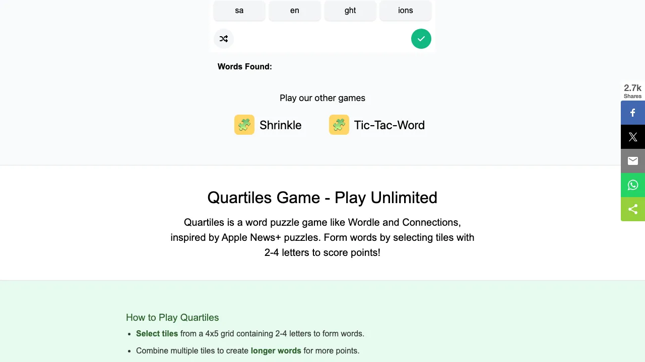 Quartiles Game screenshot 1