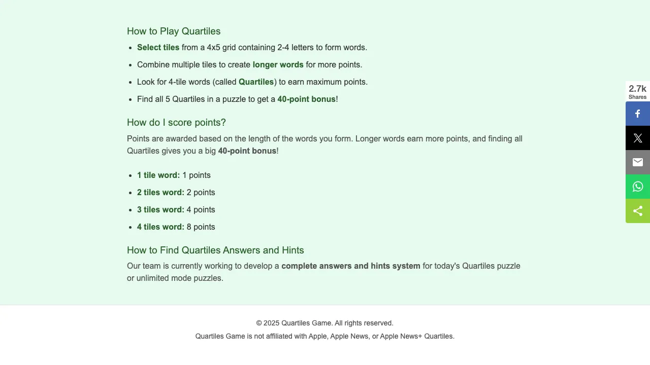Quartiles Game screenshot 2