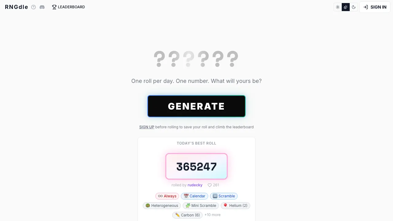 RNGdle screenshot 1