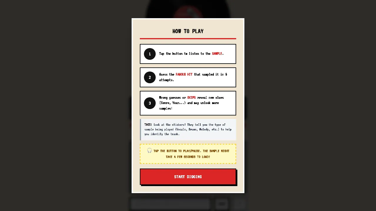 Sampledle screenshot 1