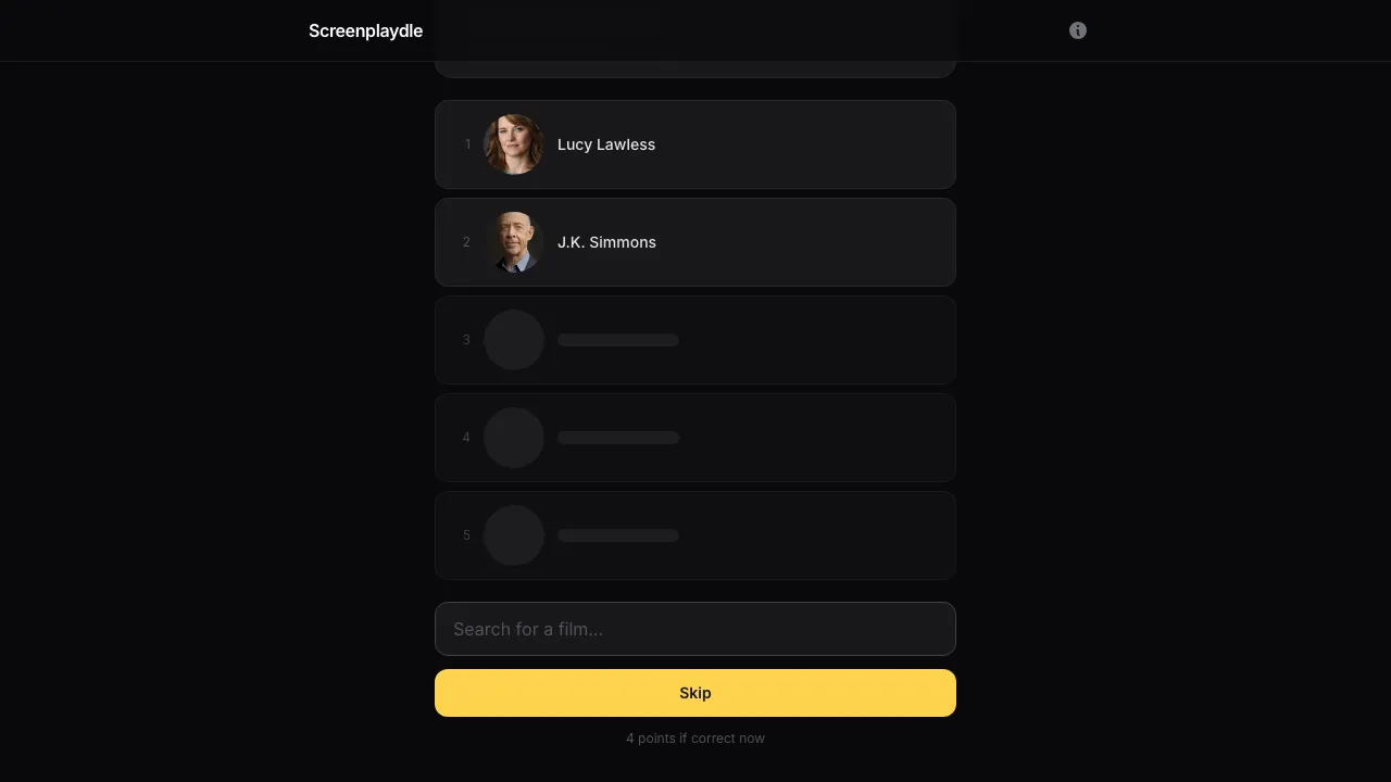 Screenplaydle screenshot 1
