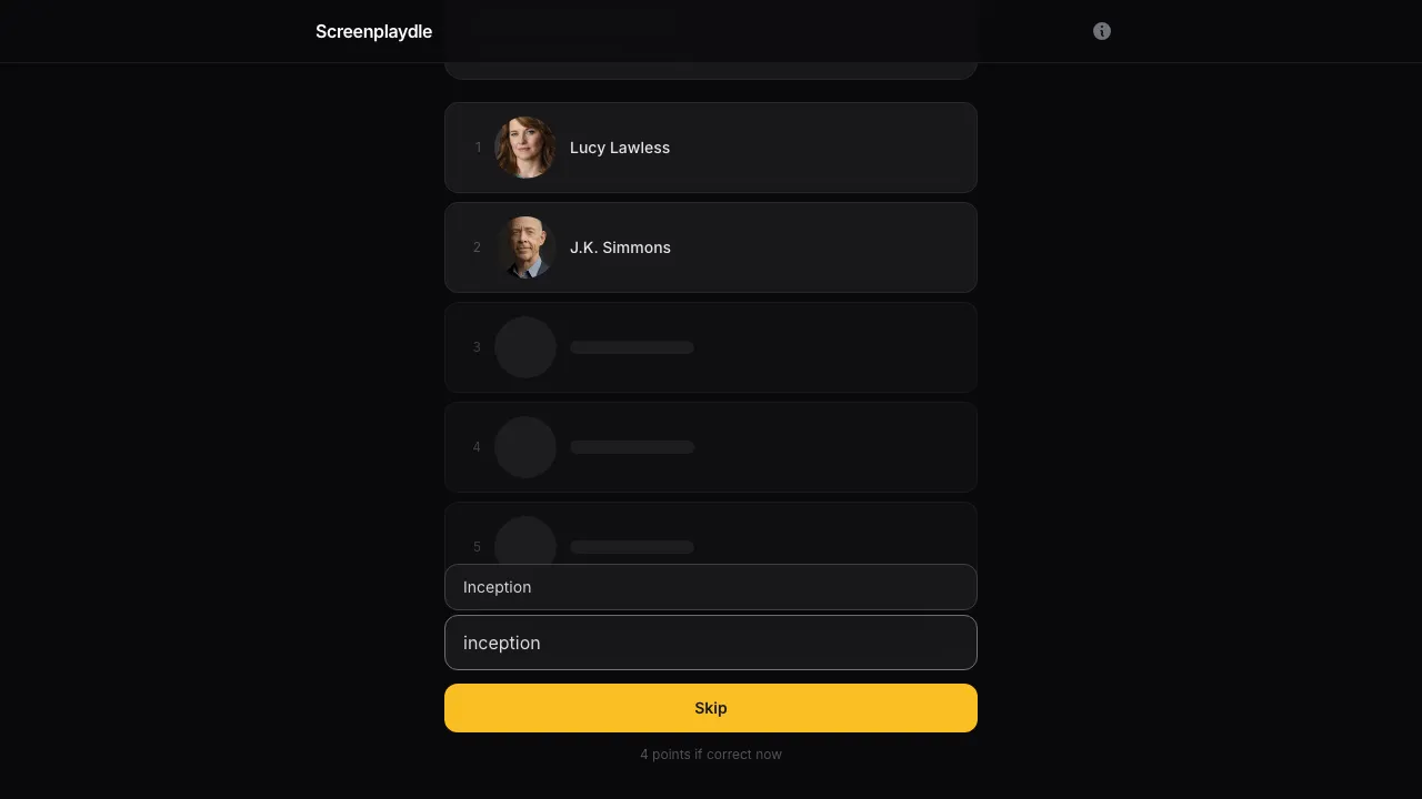 Screenplaydle screenshot 2