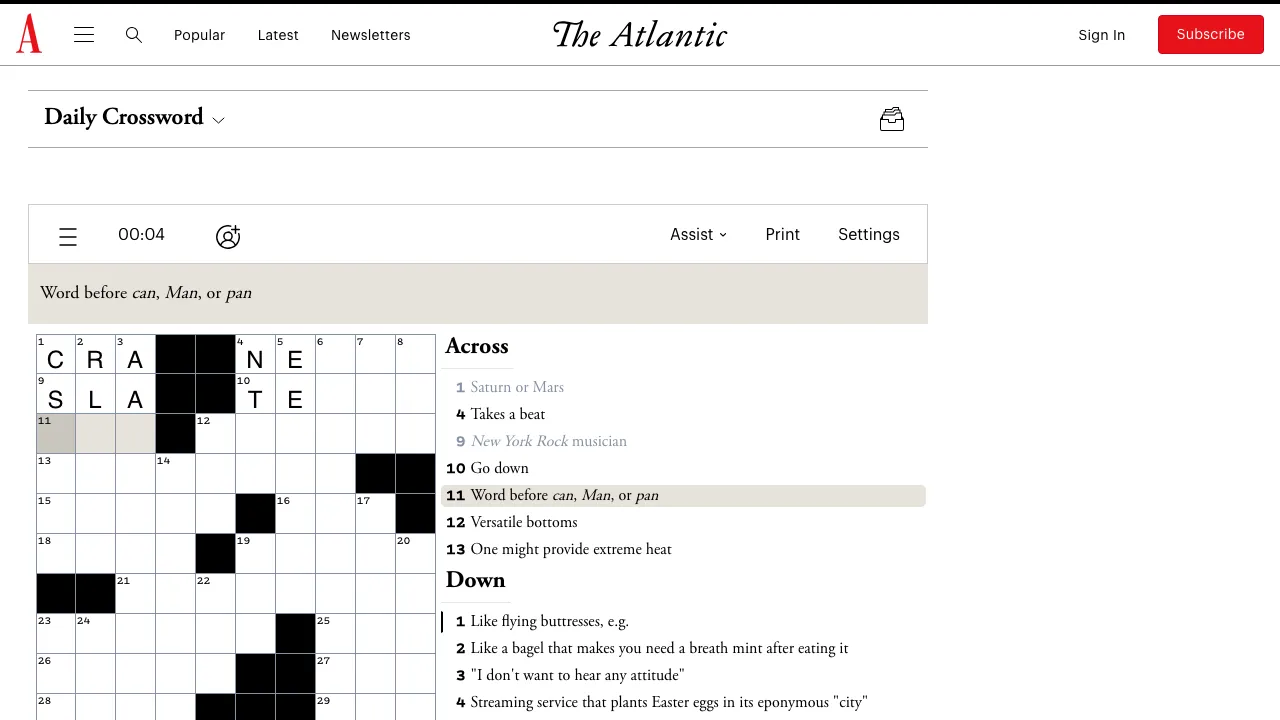 The Atlantic Crossword screenshot 2