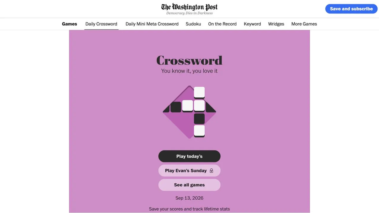 Washington Post Crossword cover