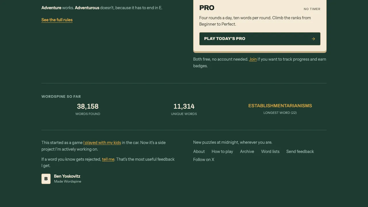 Wordspine screenshot 1