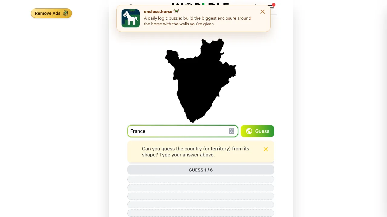 Worldle screenshot 1