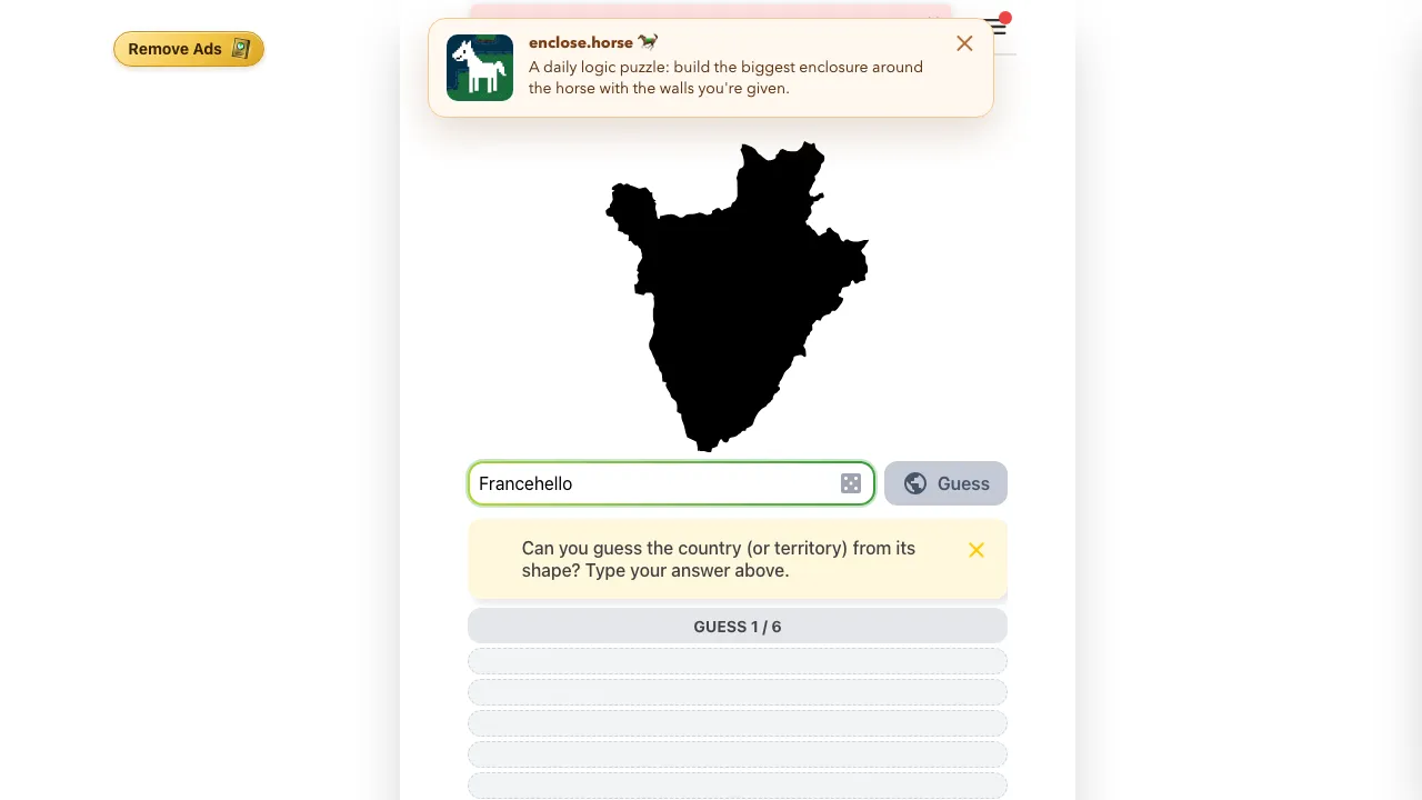 Worldle screenshot 2
